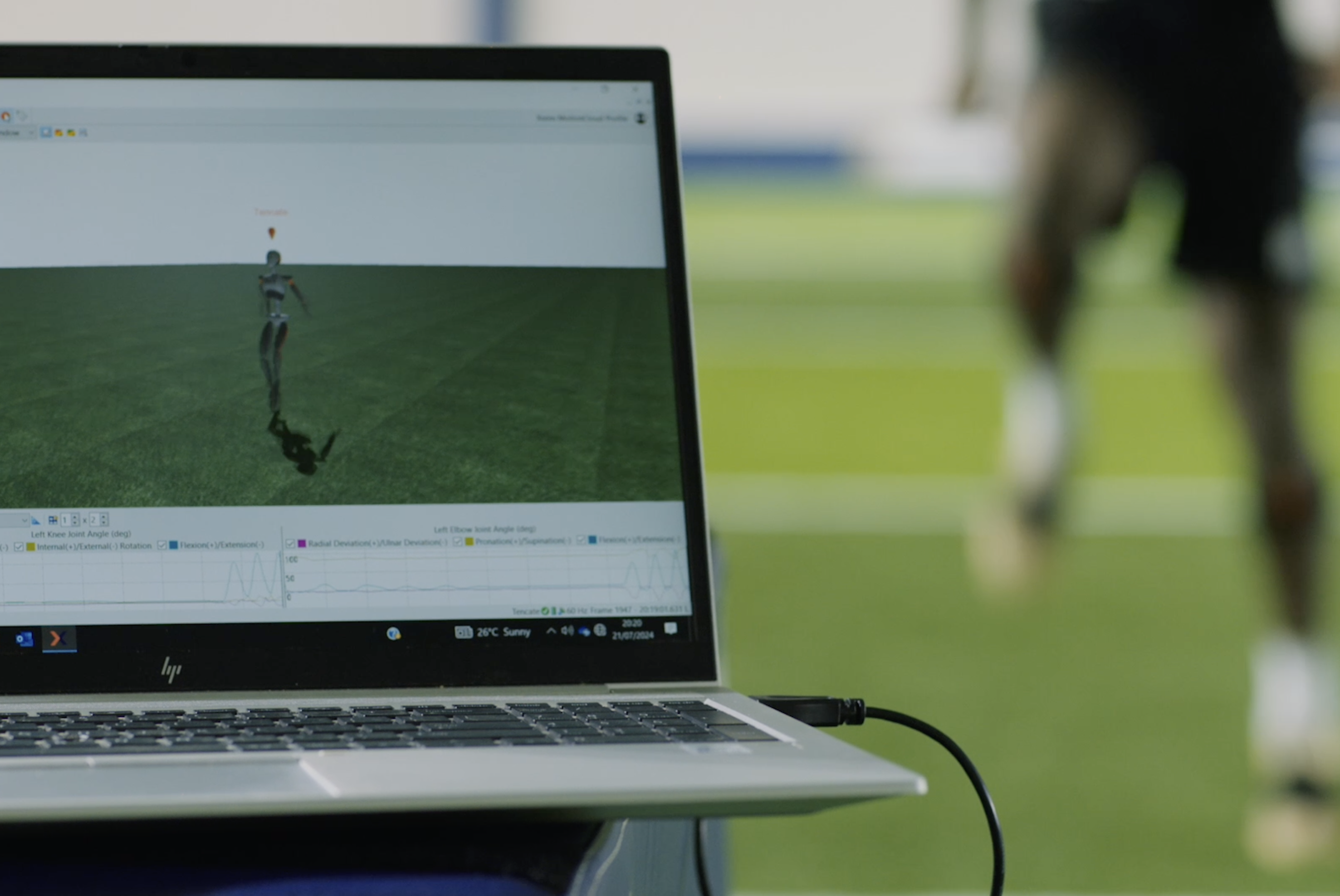 Computer screen showing the players' motion for analysis.